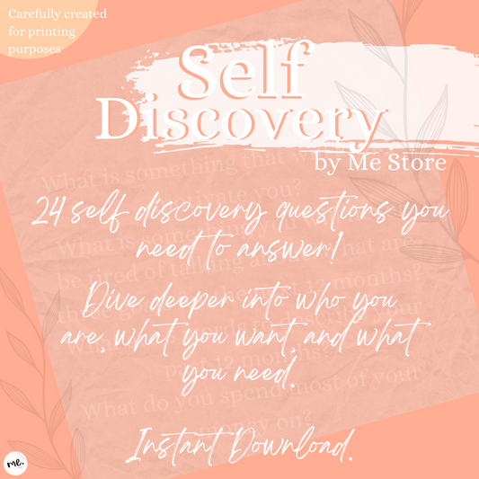 Self Discovery by Me Store - 24 self discovery questions you need to answer! Instant download.