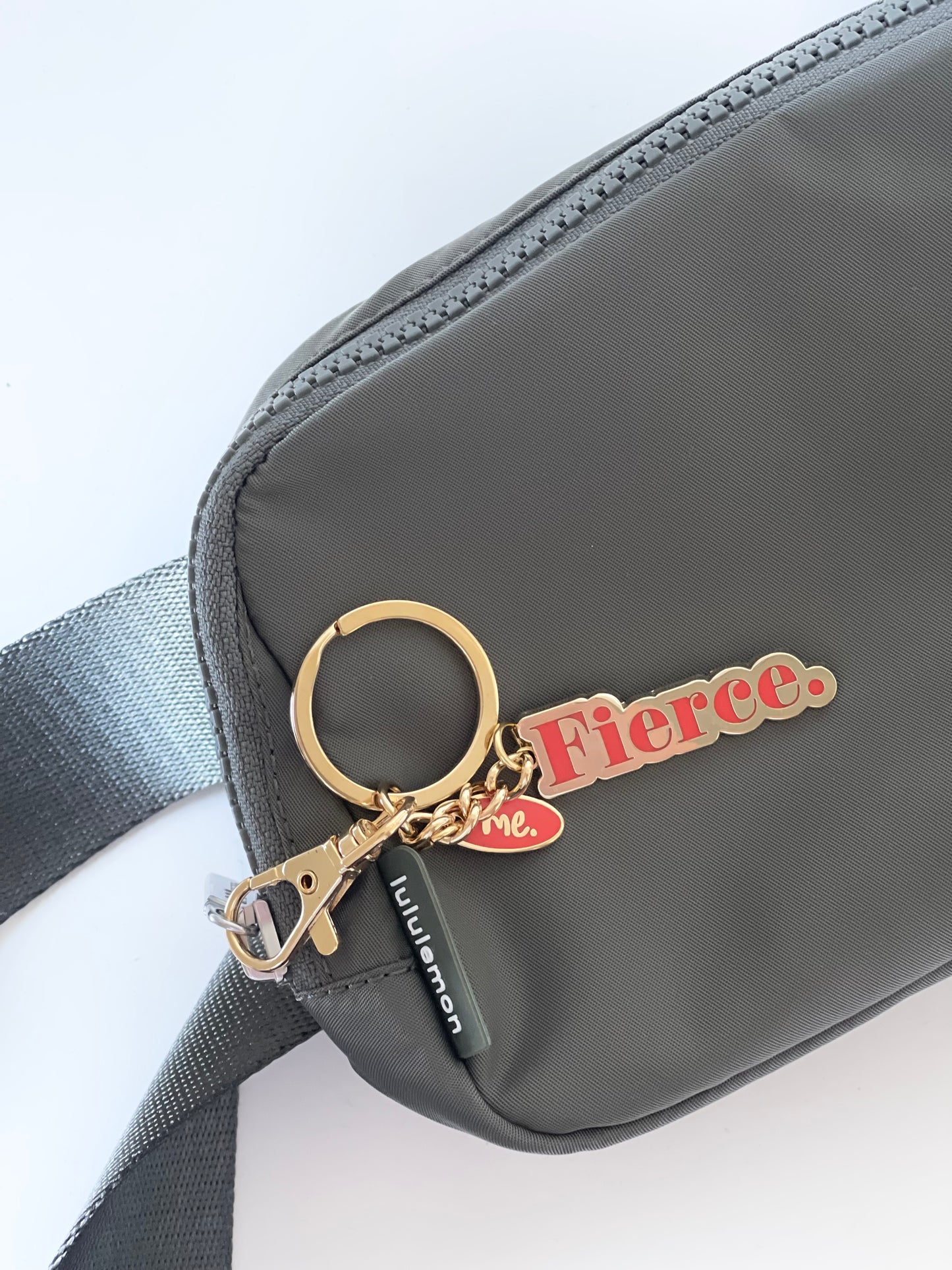 Red and Gold Keyring "Fierce". A powerful and empowering message to any female. 