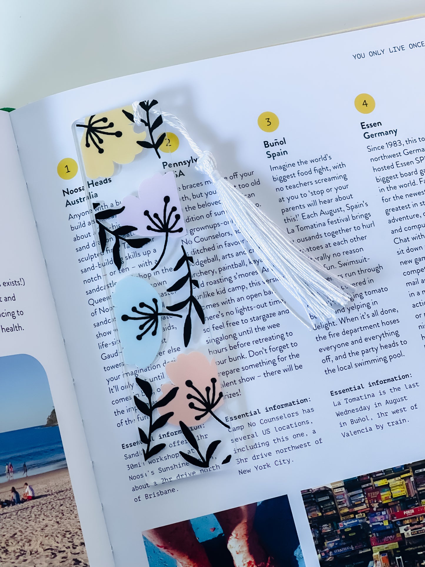 Pastel & Black Floral Bookmark