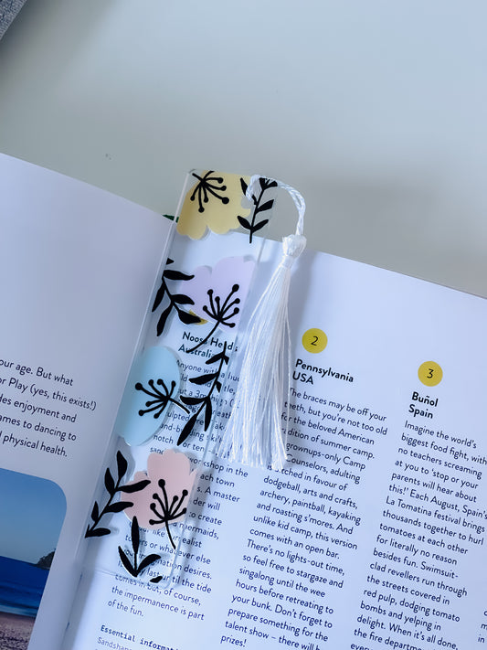 Pastel & Black Floral Bookmark