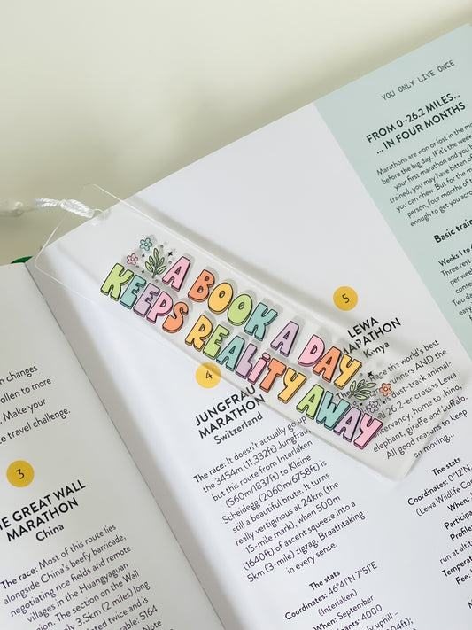 Acrylic Bookmark with white tassel - Colourful groovy designs adds flair to your reading experience. 