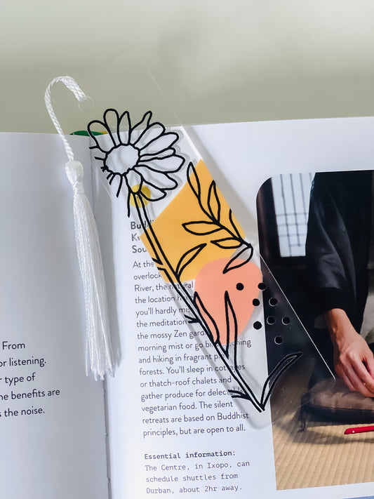 Acrylic Bookmark with white tassel - Colourful groovy designs adds flair to your reading experience. 