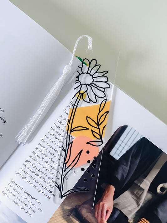 Acrylic Bookmark with white tassel - Colourful groovy designs adds flair to your reading experience. 